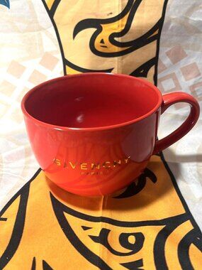 Givenchy Paris Oversized Red Mug Gold Logo Designer Coffee Cup